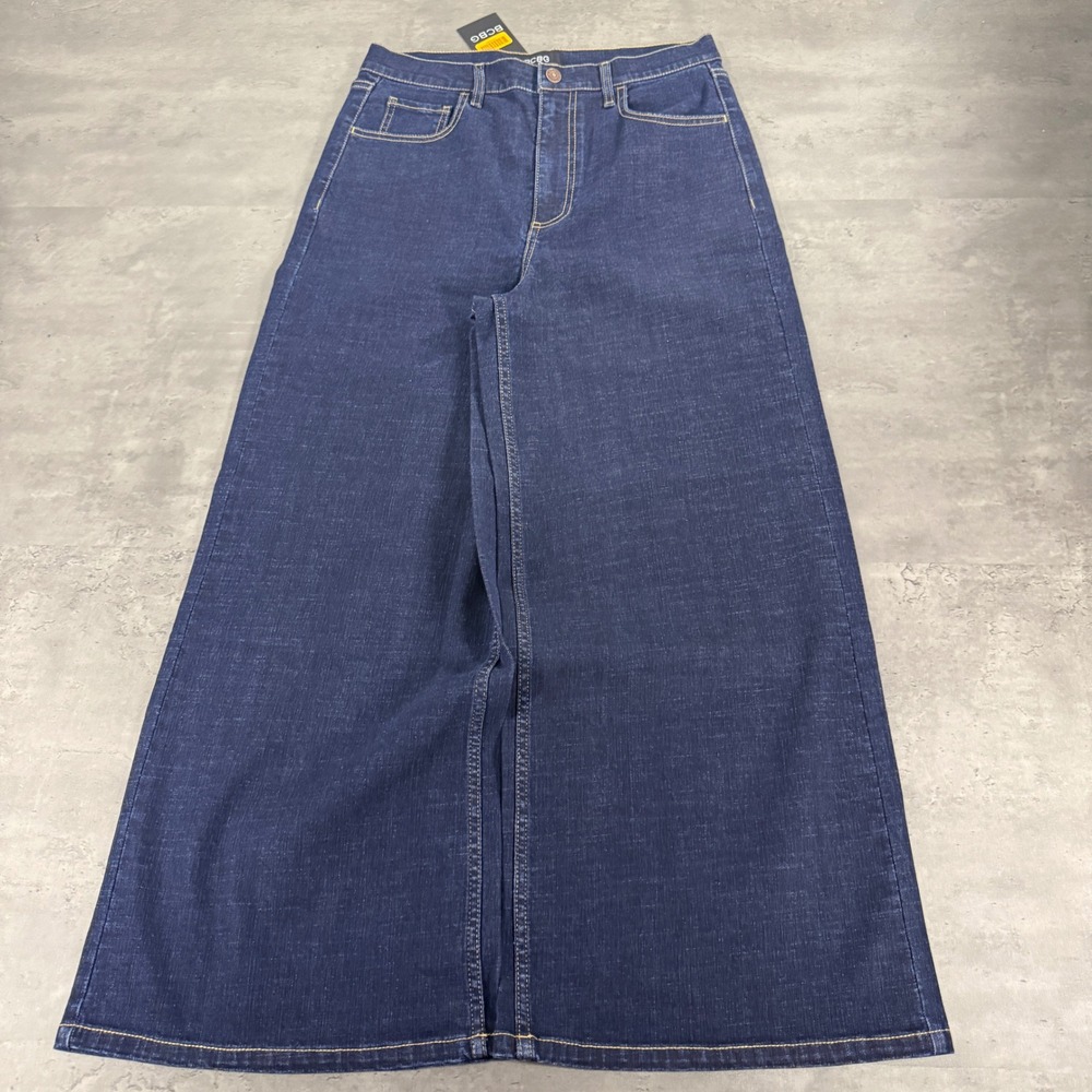 BCBG Jeans Womens 29 Dark Blue Soft Rinse High Rise Flareโ Wide Barrel Leg Pants
